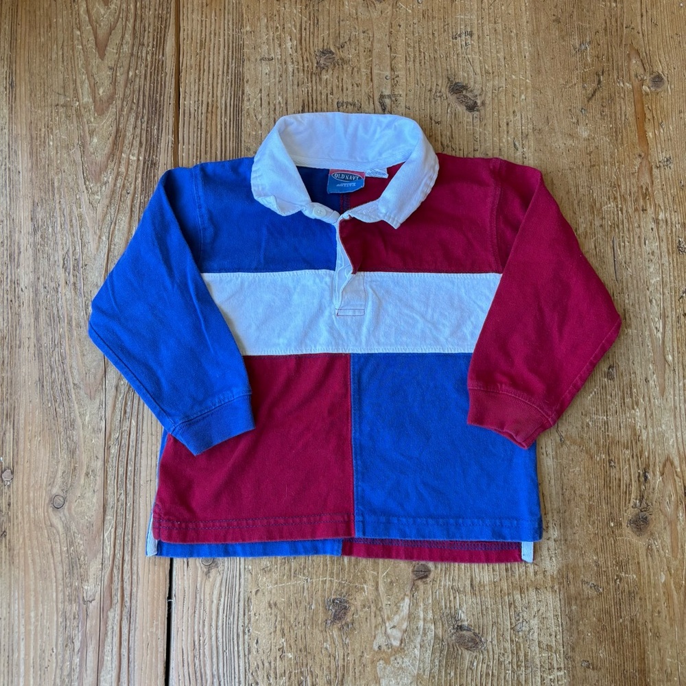 Vintage Old Navy Colorblock Rugby Pullover - Red, Blue & White